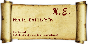 Mitli Emilián névjegykártya